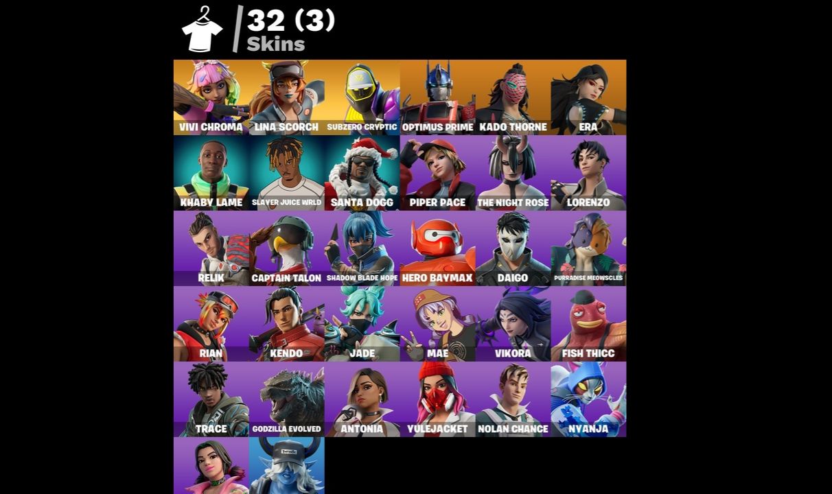 Conta FORTNITE 32 SKINS/Capitão Galinha/Lorenzo/Vivi Chroma/Daigo