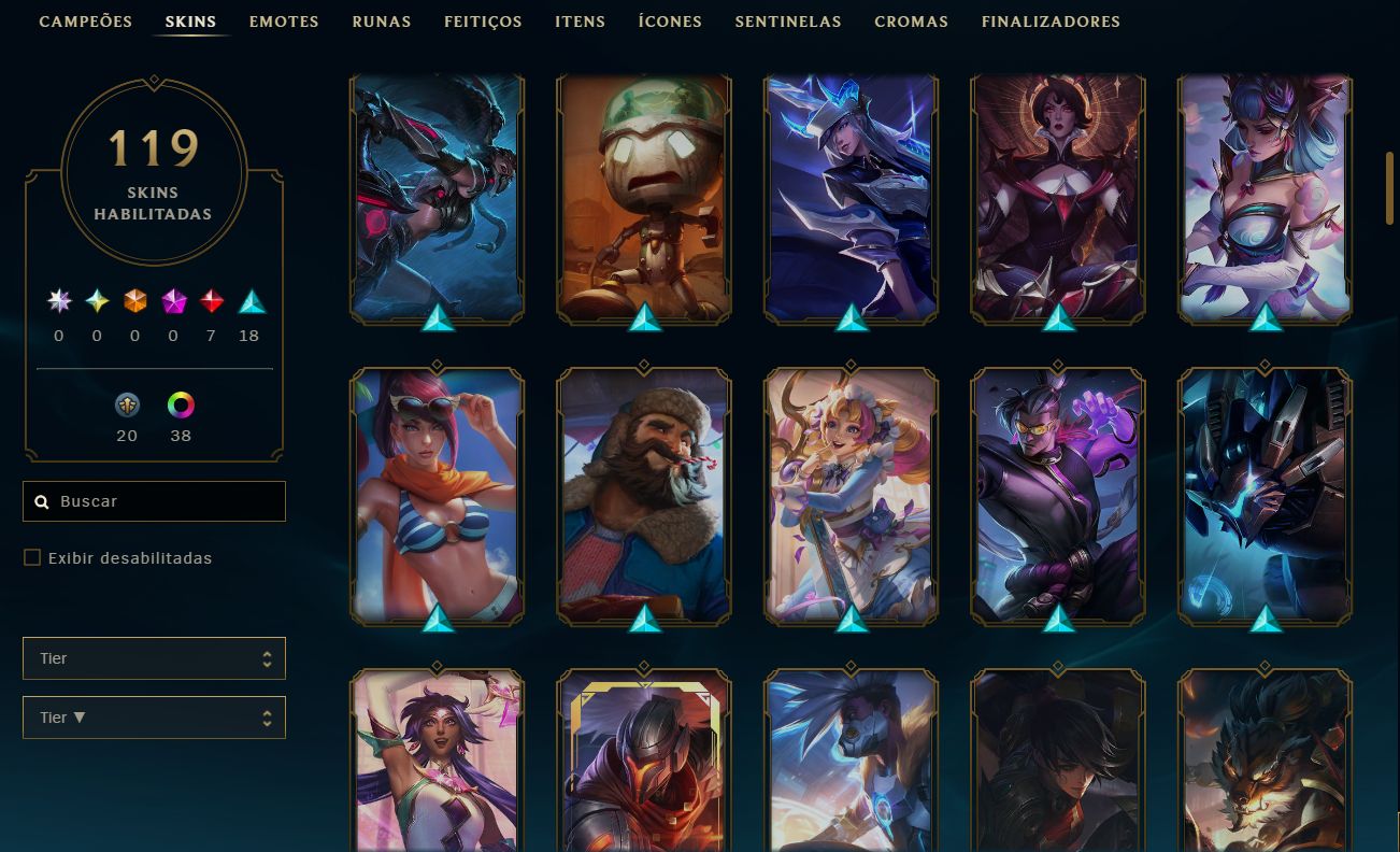 CONTA LOL MESTRE 200PDL+ / LV 101 / 119 SKINS / TODOS CHAMPS / FULL ACESSO DADOS