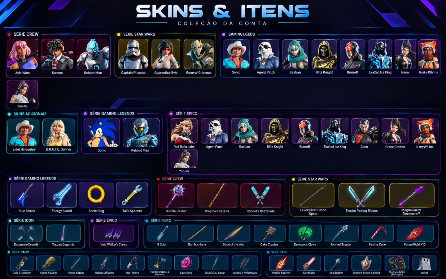CONTA FORTNITE - CUSTO-BENEFÍCIO +30 SKINS!! (FULL ACESSO)!!
