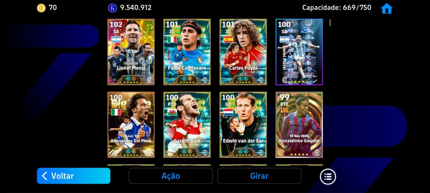 Conta efootbal endereço game recheada de cartas epicas