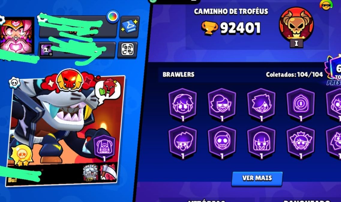 CONTA DE BRAWL 3 PRO PASS, 12 PASS, 92K, PINS MATCHERINO PROMOÇAO