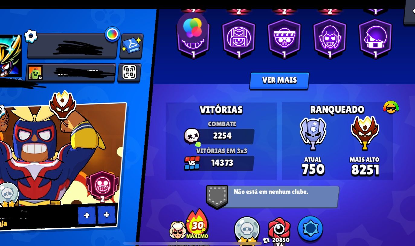 CONTA DE BRAWL COM MESTRE E TODOS OS BRAWLERS