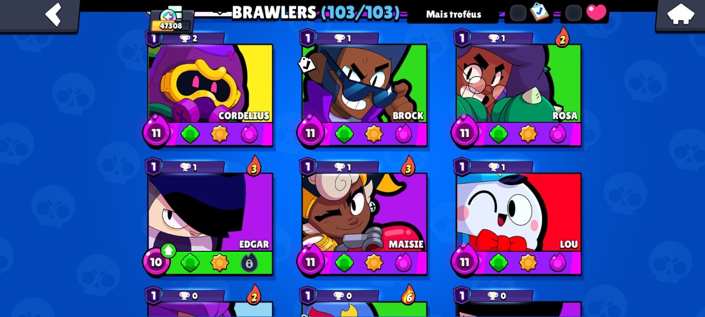 CONTA BRAWL STARS - RARA | 47K+ TROFÉUS | 52 HIPERCARGAS | SKINS EXCLUSIVAS