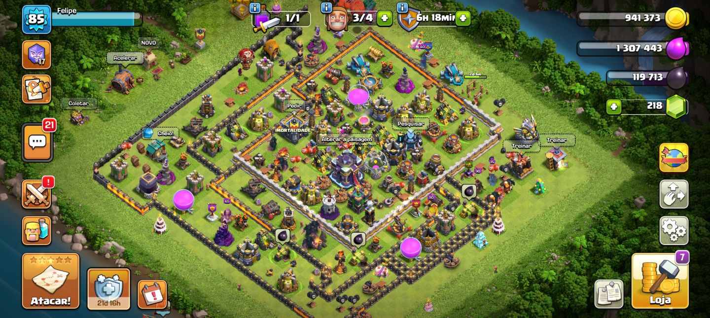 CONTA CLASH OF CLANS TH11 + BH8 | 218 GEMAS | 1,3M ELIXIR | CONTA COMPLETA