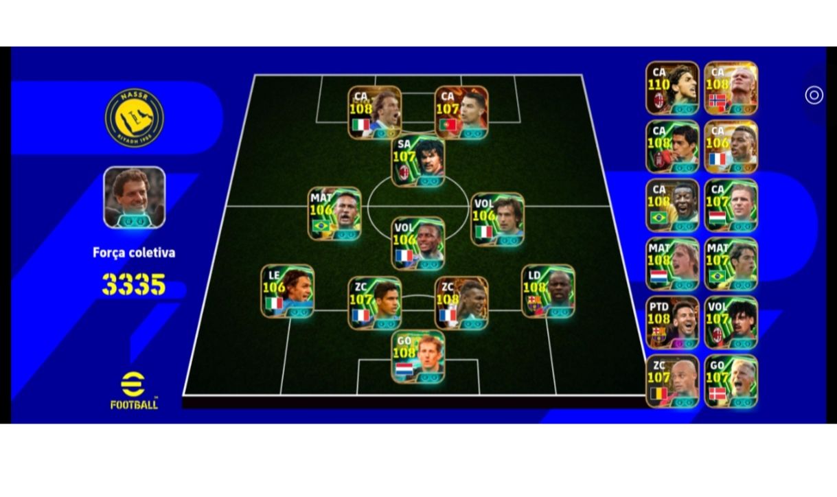 Conta eFootball Mobile completa+3335 Força. Melhores jogadores Meta cada Posição