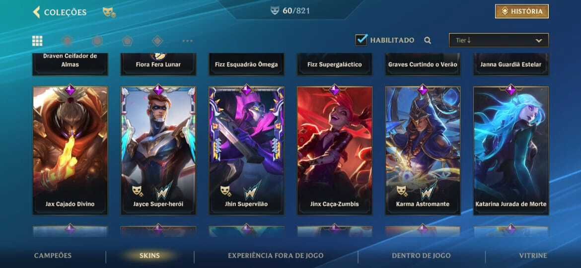 CONTA - LEAGUE OF LEGENDS WILD RIFT (COM SKINS LENDÁRIAS)