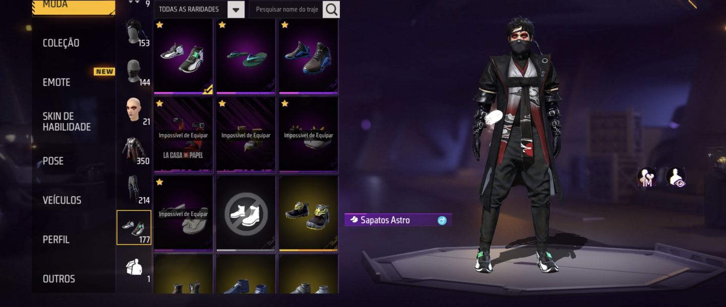 Conta de free fire com itens muito raros, preço negociável!!!!