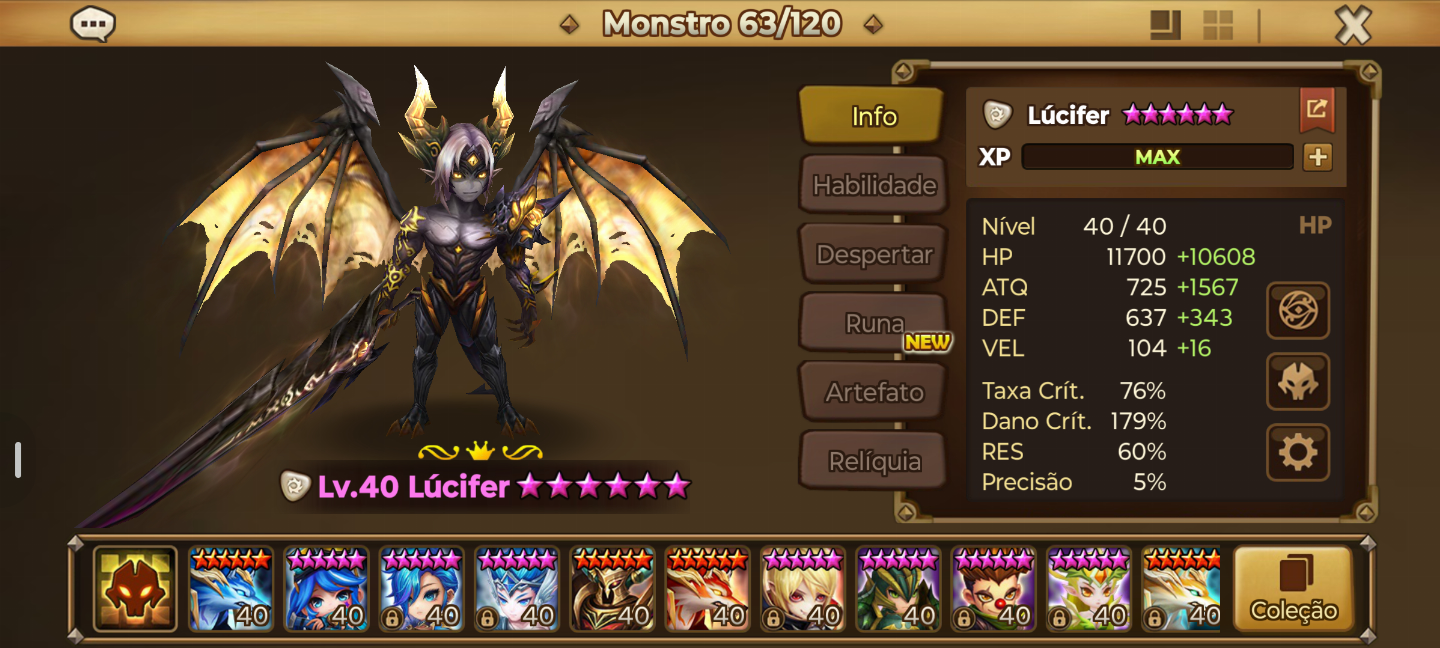 Conta Iniciante Summoners Wars 2 LD NAT Lucifer + Seimei com Leo