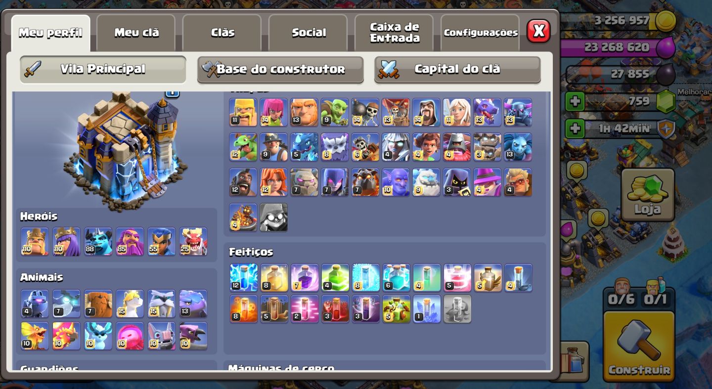 Conta Full CV 18 top 4 níveis para todos heróis full