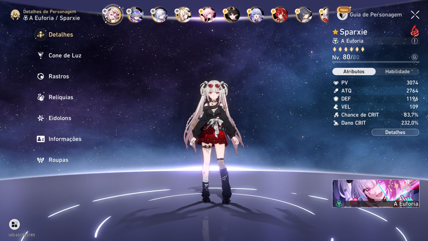 Conta Honkai Star Rail End Game - 364 pulls - 66 personagens e todas as skins