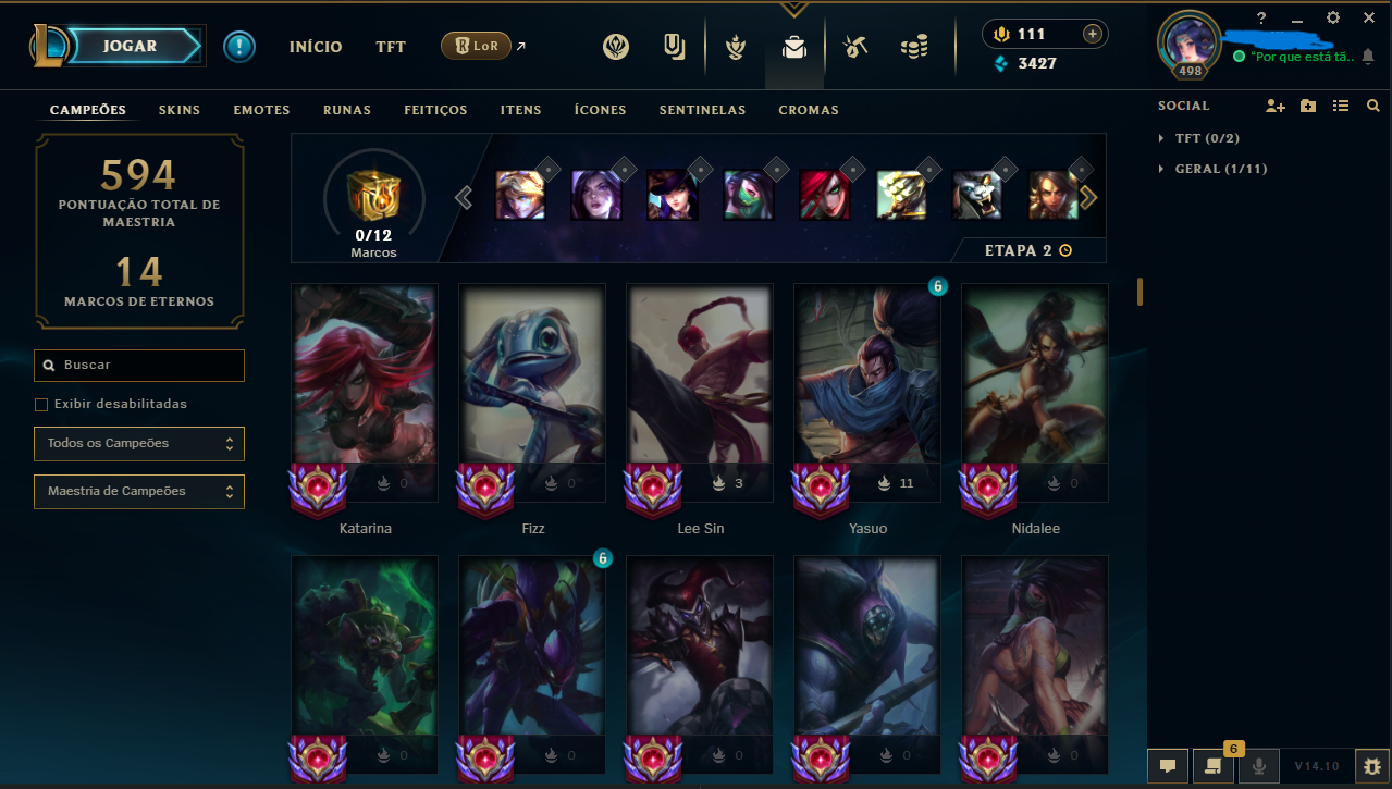 CONTA LOL 123 SKINS, 153 CAMPEÕES, CRIADA 2018