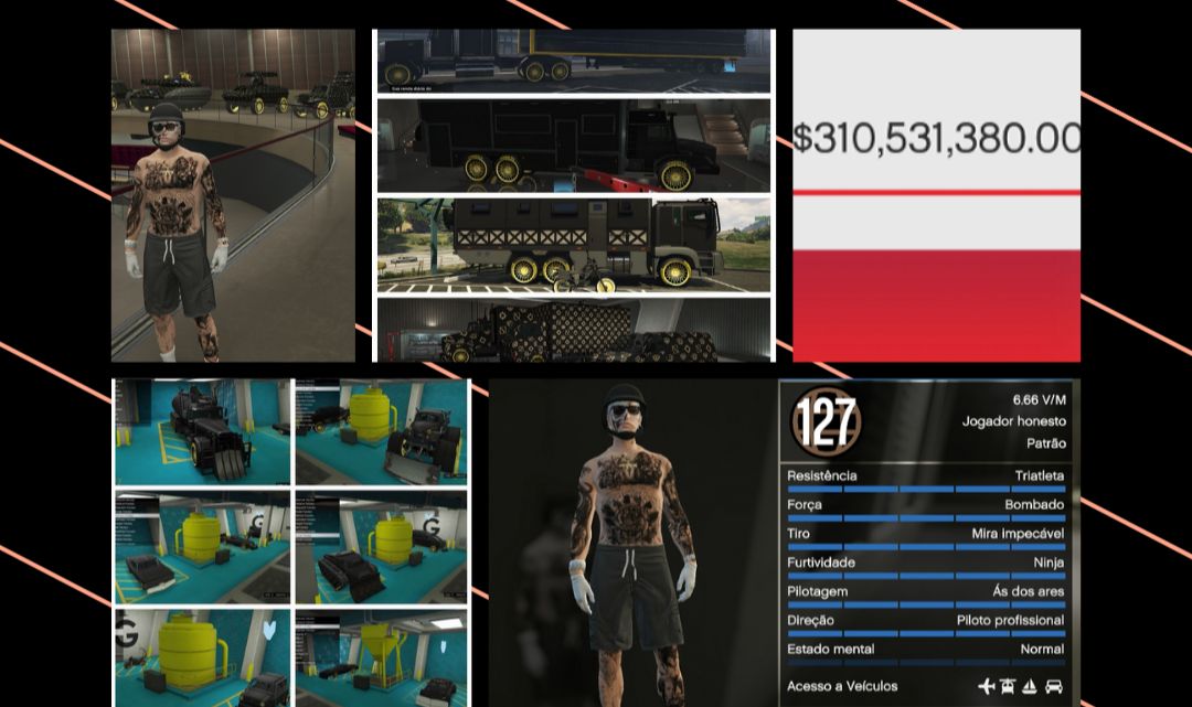 ACC GTA V ps5 LVL 127 FULL MOD PURE BLACK FAST RUN 300 MILHÕES TRAJES MODD