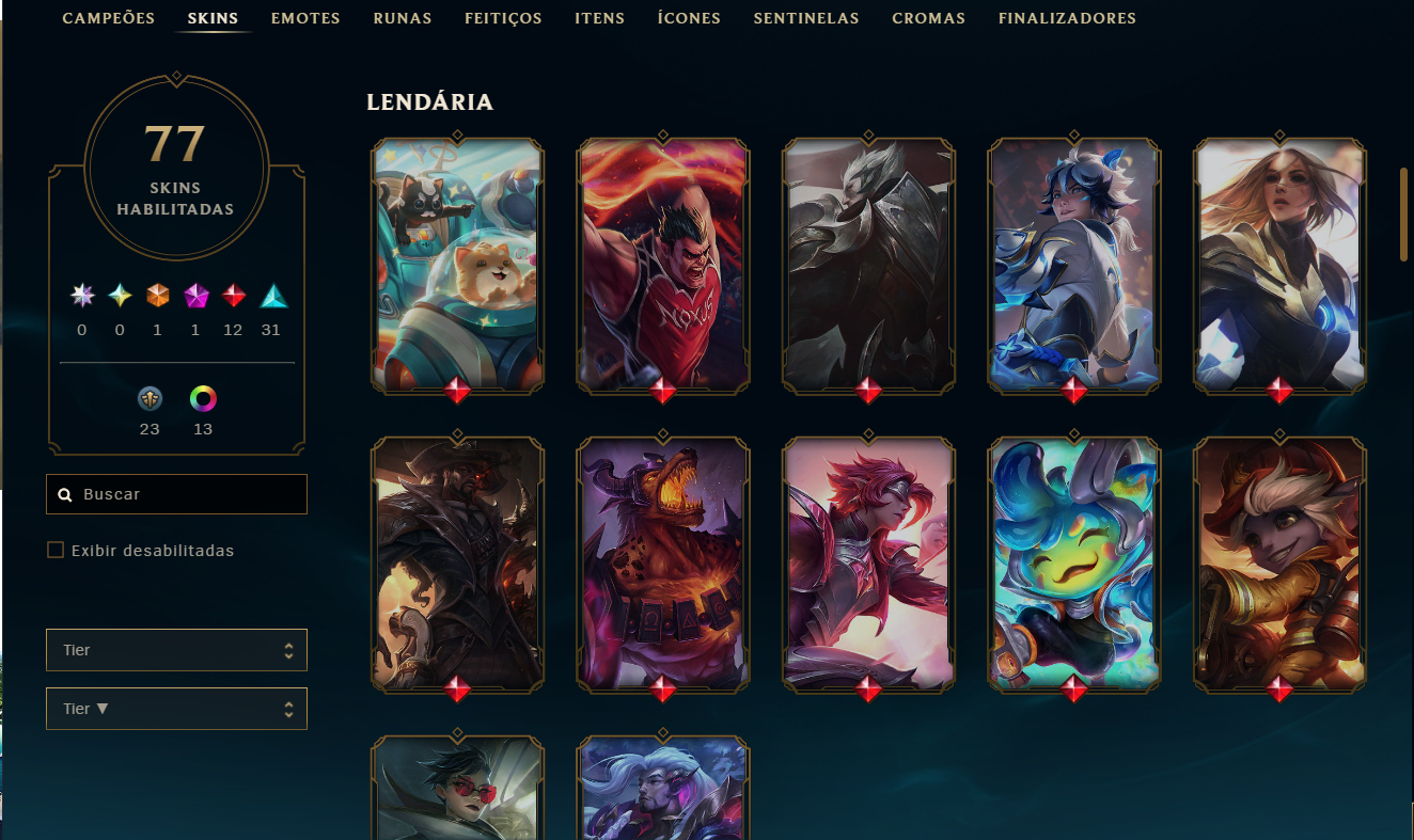 CONTA LOL LVL 163 | 77 SKINS (12 LENDÁRIAS) | MONO TAHM KENCH | HONRA 5