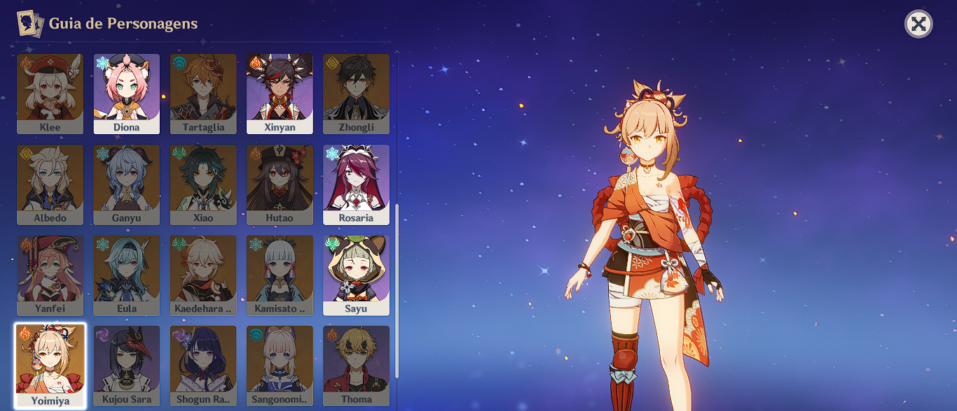 Conta com Yoimiya e arma assinatura + 2 t5 e o xingqiu