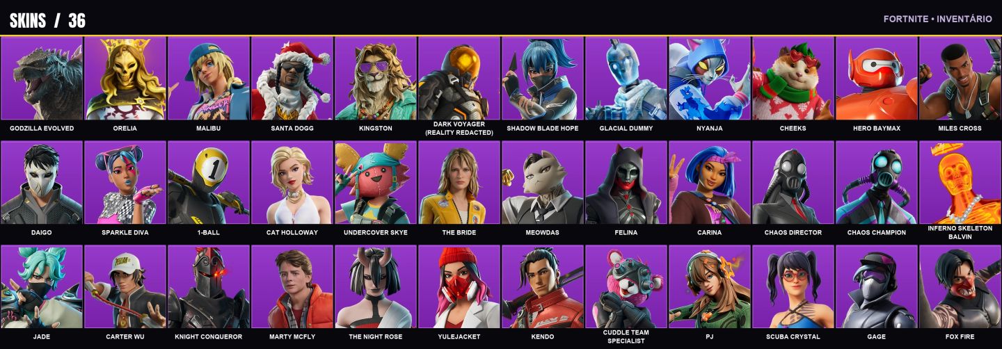 CONTA FORTNITE | 36 SKINS | GODZILLA EVOLVED + ORELIA