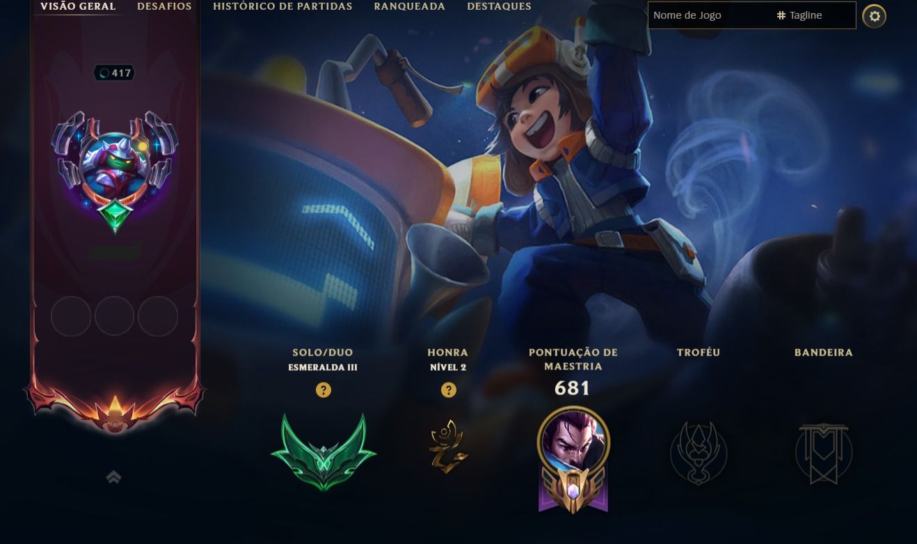Conta LoL, com 392 skins, LV 417 com todos os campeões.