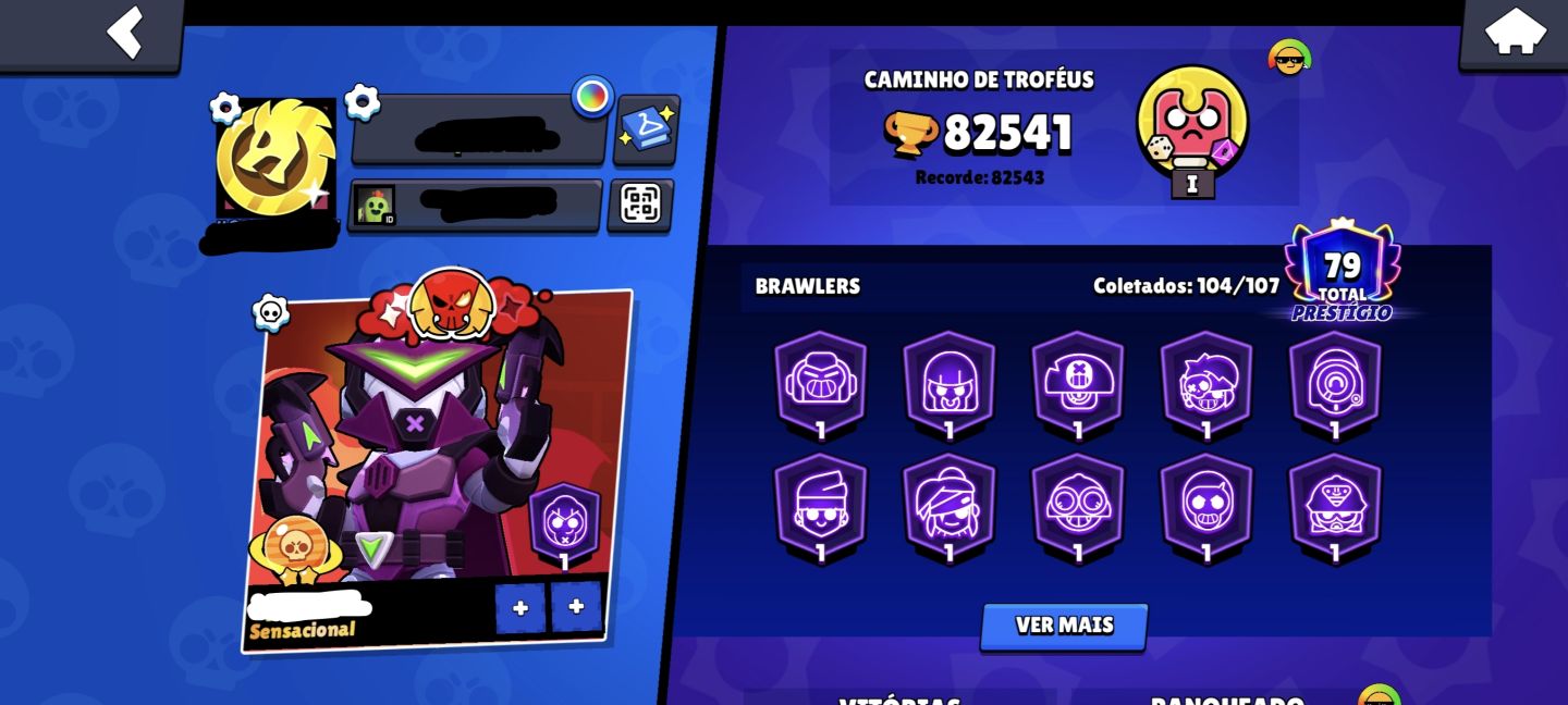 Conta Brawl Stars + Clash Royale | 82.5k Troféus | 392 Visuais | 79 Prestígios