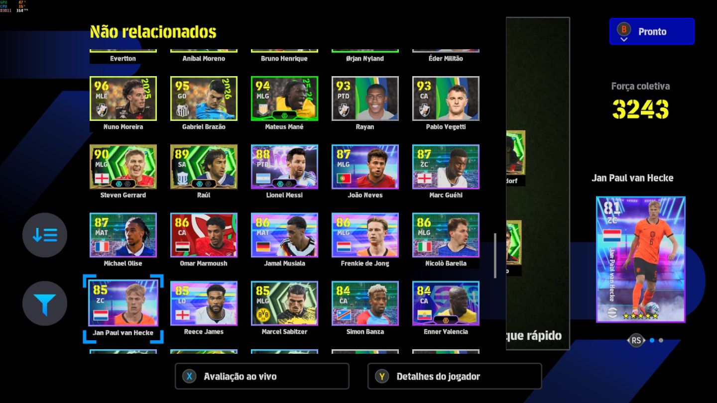 Conta PC Steam Halland 108, Van Der Sar 108, Seedorf 105, Rui Costa 106 e CIA