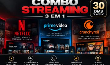 COMBO STREAMING 3 EM 1 | Netflix + Prime Video + Crunchyroll | 30 Dias