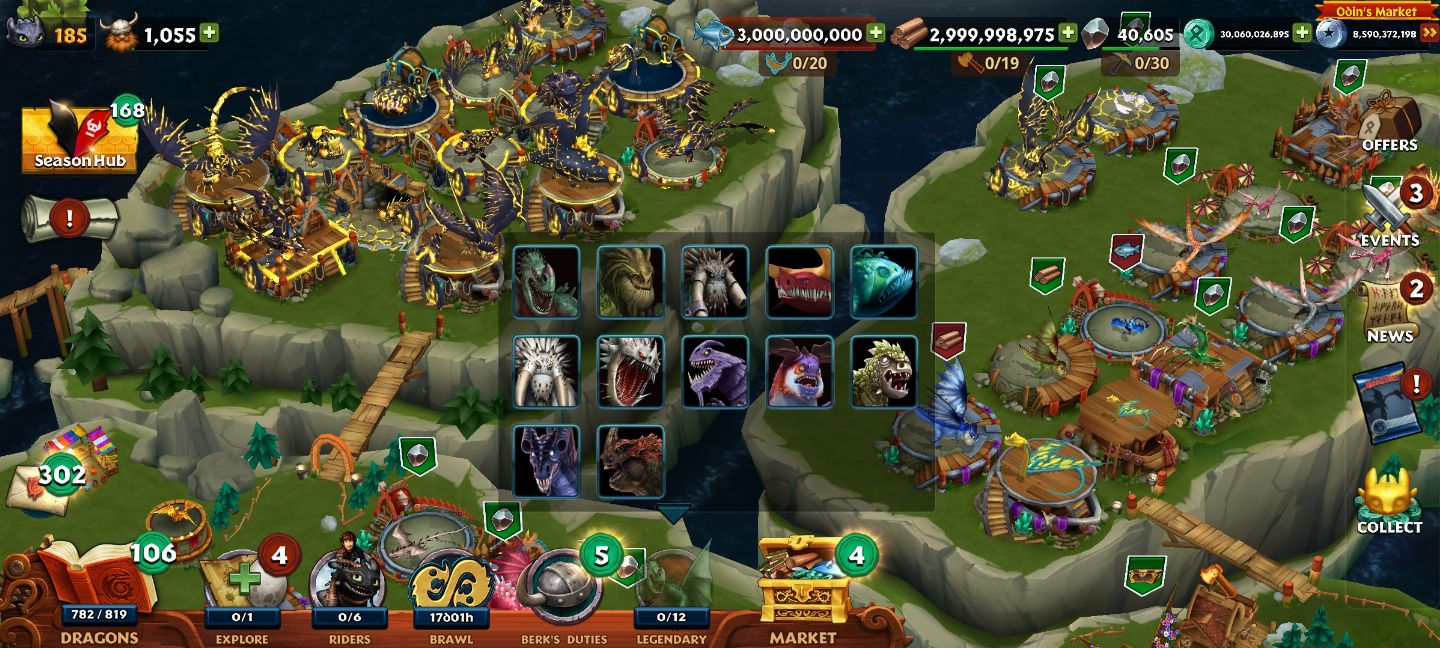 [IOS][ANDROID] Dragões: A Ascenção de Berk (Rise of Berk), Recursos +Dragões 185