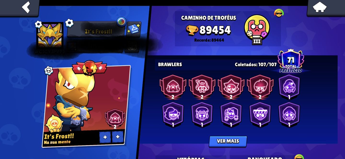 CONTA BRAWL STARS RARÍSSIMA 89K 107/107 MAX FULL SKINS LENDÁRIAS + 606 ÍCONES