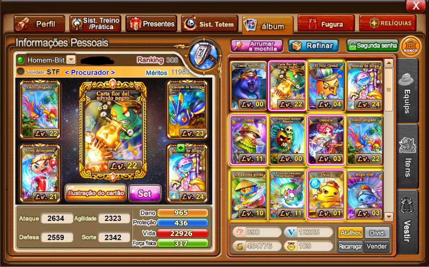 Conta TOP 300 Servidor DDTANK Clássico - Extremamente Forte 160k FC REAL