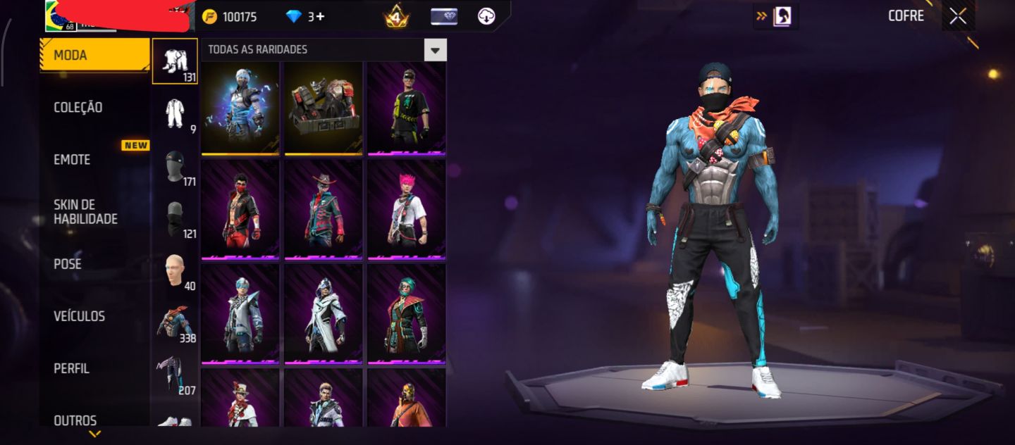 CONTA DE FREE FIRE COM 2 ANGÉLICAL AZUL E VERMELHA