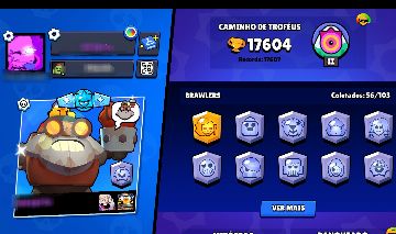 CONTA DE BRAWL STARS > 18K | 56 BRAWLERS | 4 LENDÁRIOS | 6 HÍPER | + COC CV 11