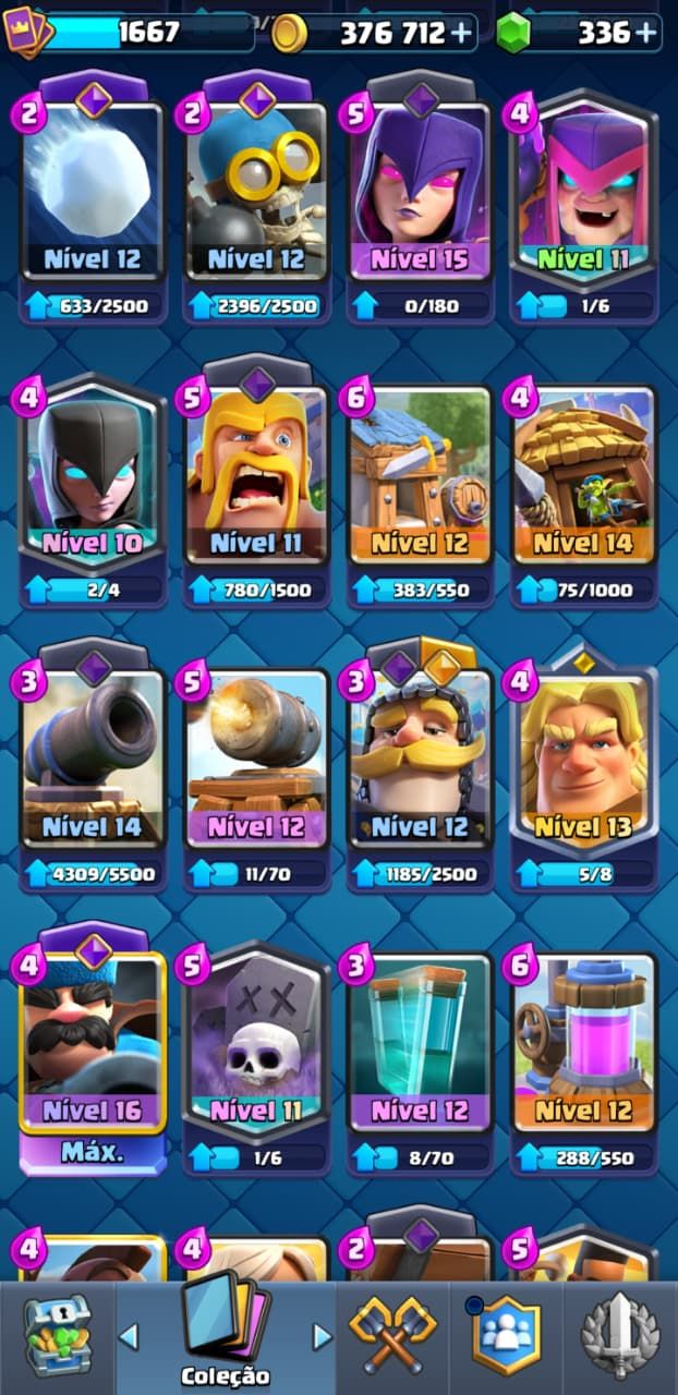 CLASH ROYALE - REI 15 MAX - 14 EVO - 376K OURO - 13K DE TROFÉUS
