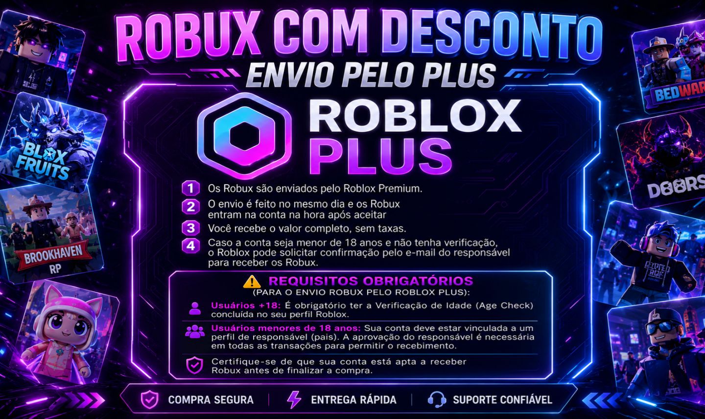Robux Entrega via Roblox Plus (MAIS BARATO!)