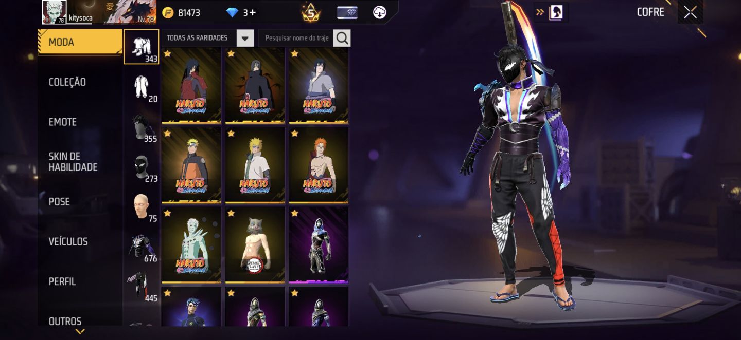 Conta level 78 com bastante skins