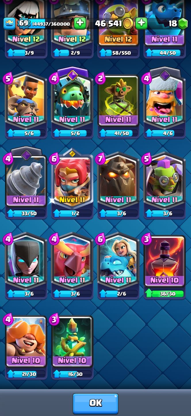 Conta antiga Clash Royale nível 69