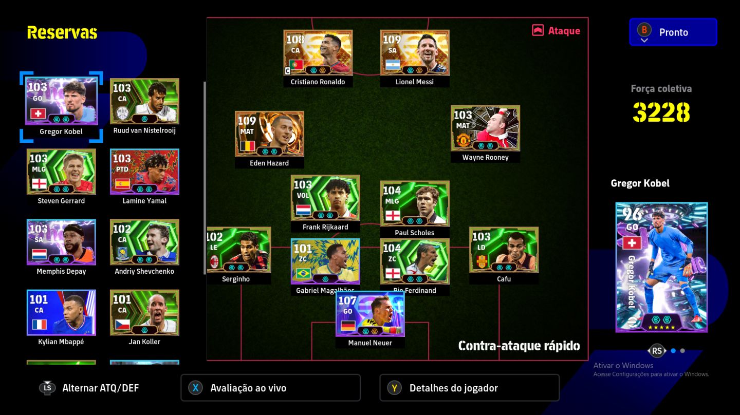 Conta Efootball Steam/PC - CR7 e MESSI big times 3 habilidades