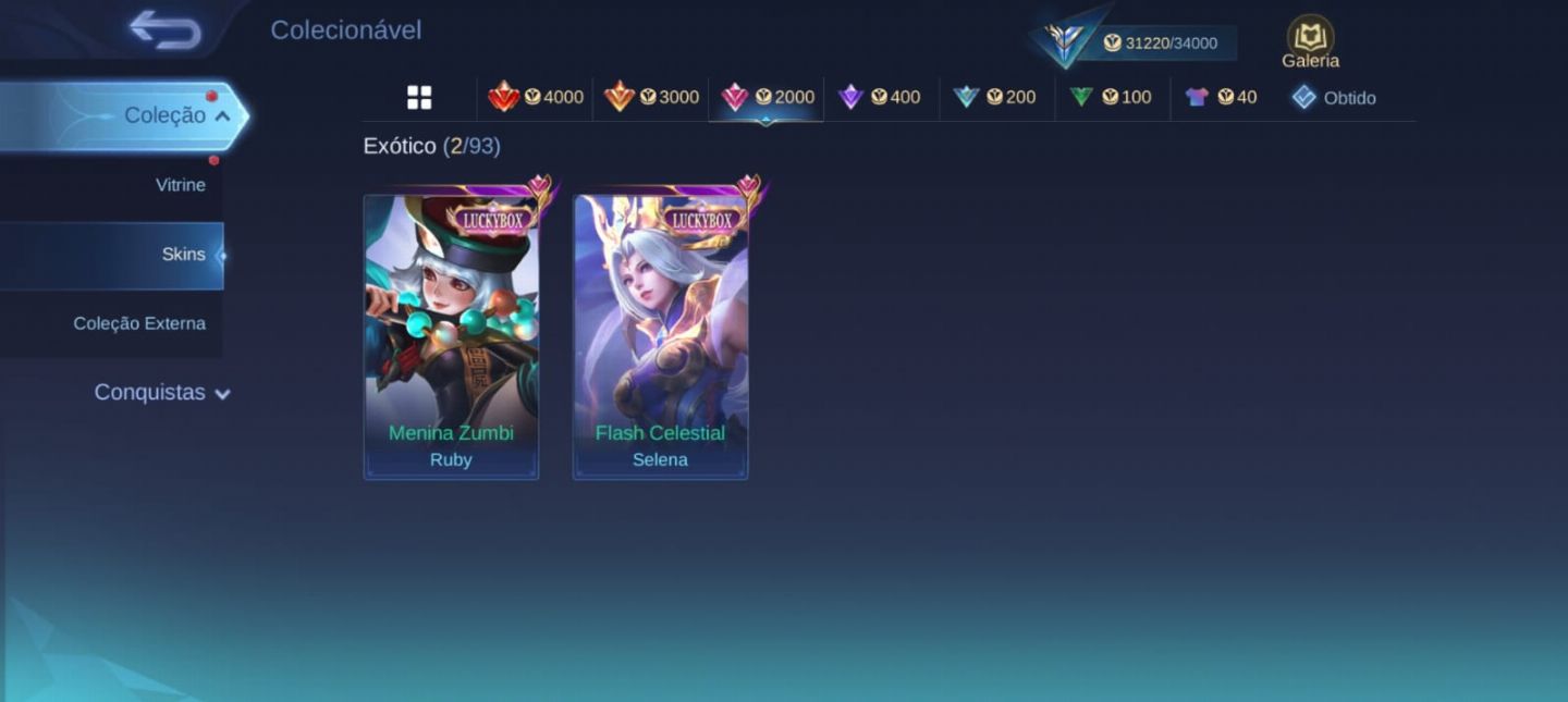 Conta NÍVEL COLECIONADOR MLBB - MOBILE LEGENDS
