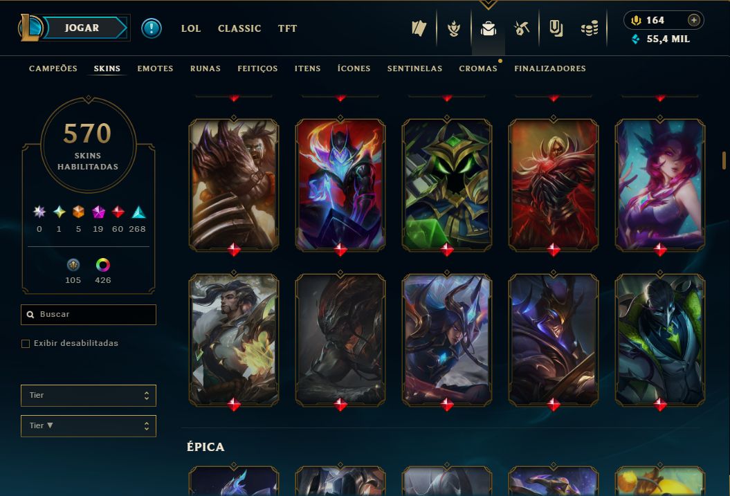 CONTA DO LEAGUE OF LEGENDS/LOL MESTRE COM MUITAS SKINS