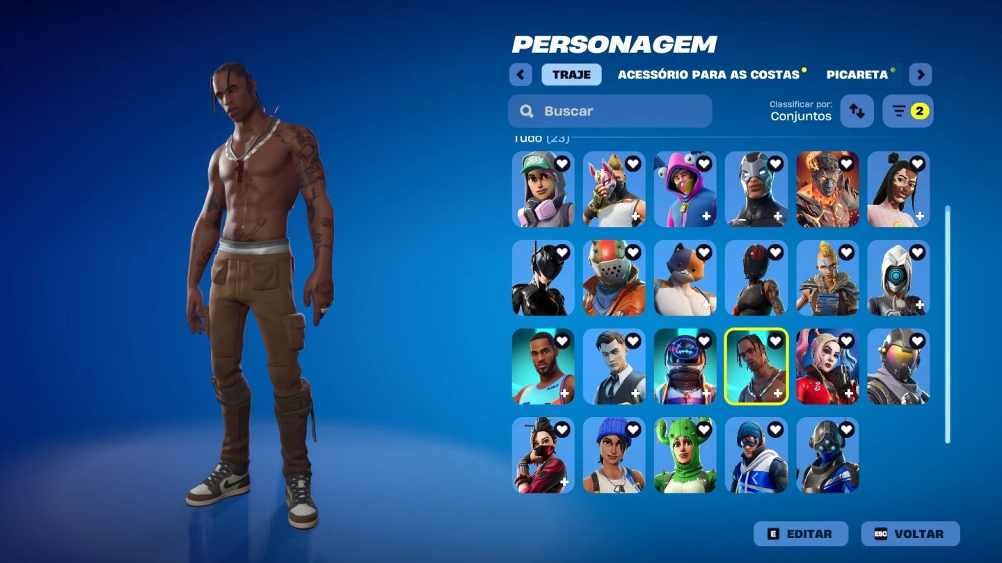 Conta Epic/Fortnite com Travis Scott,Atemporal e mais skins antigas