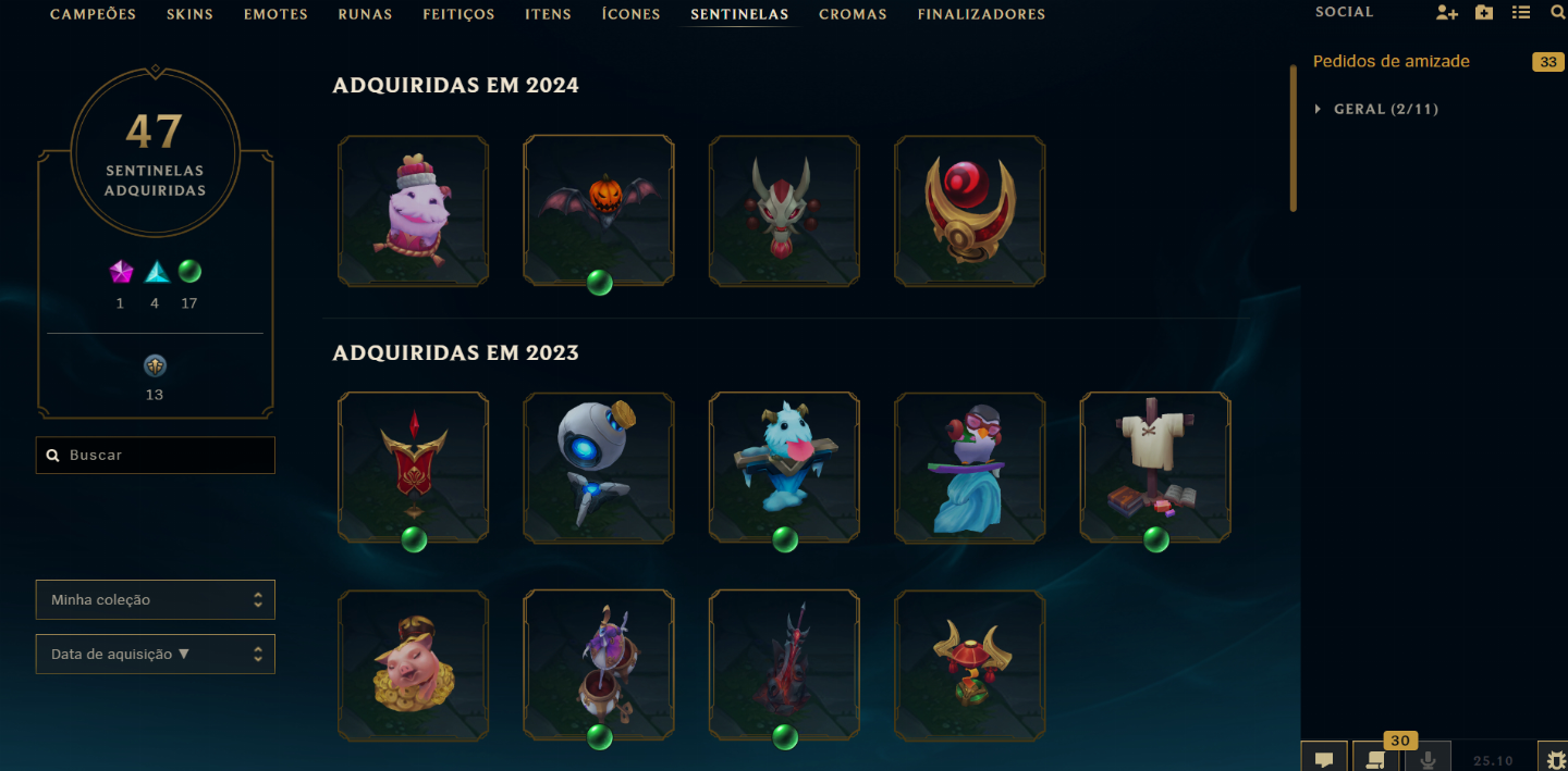 Conta de luxo de 2013. Platina. Nível 758 e mais de 100 skins.