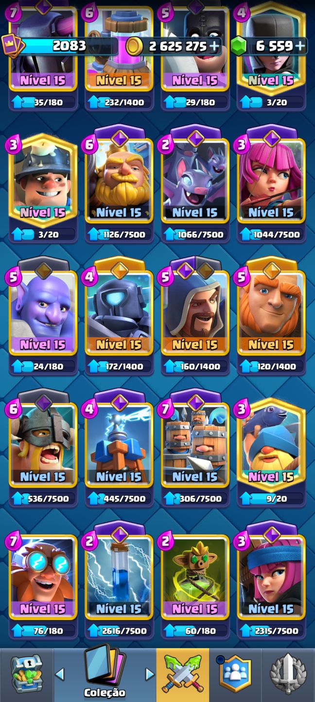 Conta de Clash royale bem upada e com várias evoluções