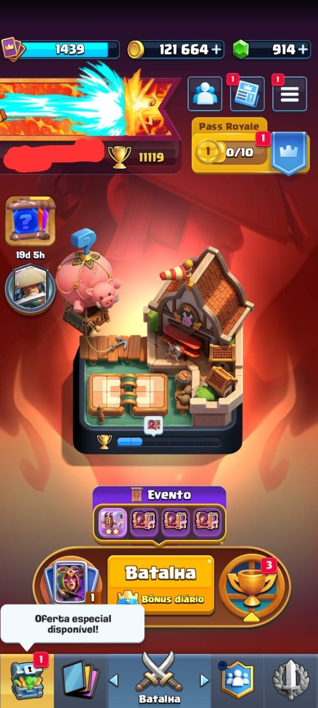 CONTA CLASH ROYALE COM 11K DE TROFÉUS, 121K DE GOLD E 914 GEMAS