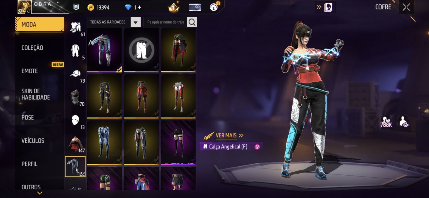 CONTA FF DE 7 ANOS.PASS REDENÇÃO E FURIA/MP40EVOLUTIVA LV5+CALÇA+ANGÉLICAL F