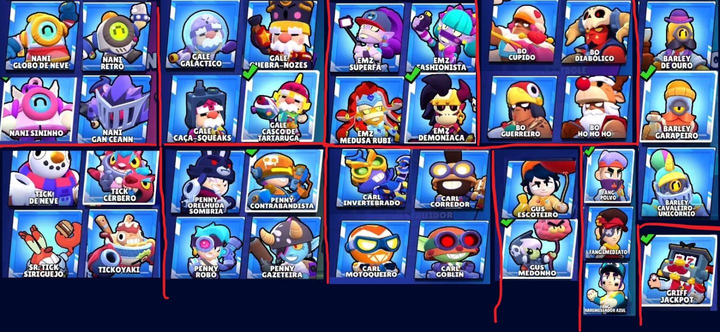 Conta Brawl Stars bem upada, Full Acesso 330+ Skins 106 Brawlers