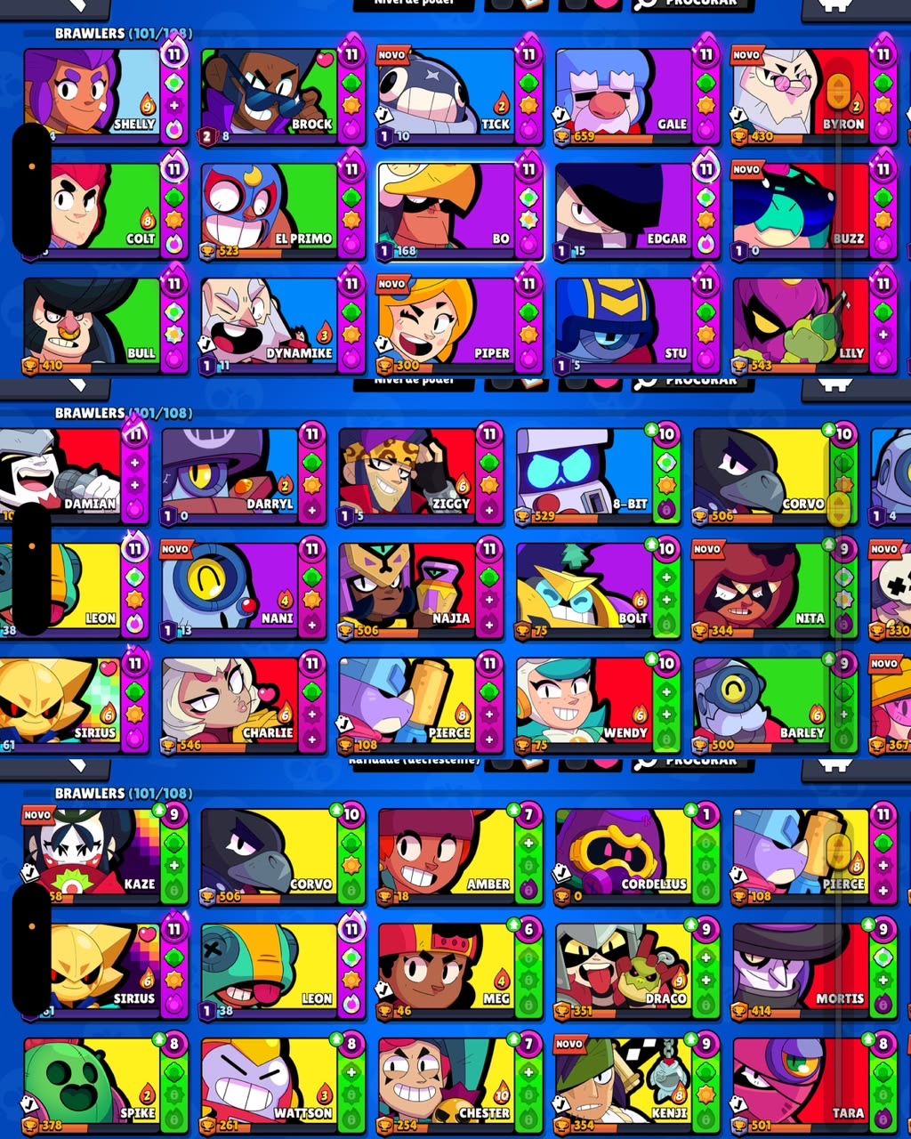 CONTA DE BRAWL STARS 41K DE TROFEUS | 101 BRAWLERS varias skins