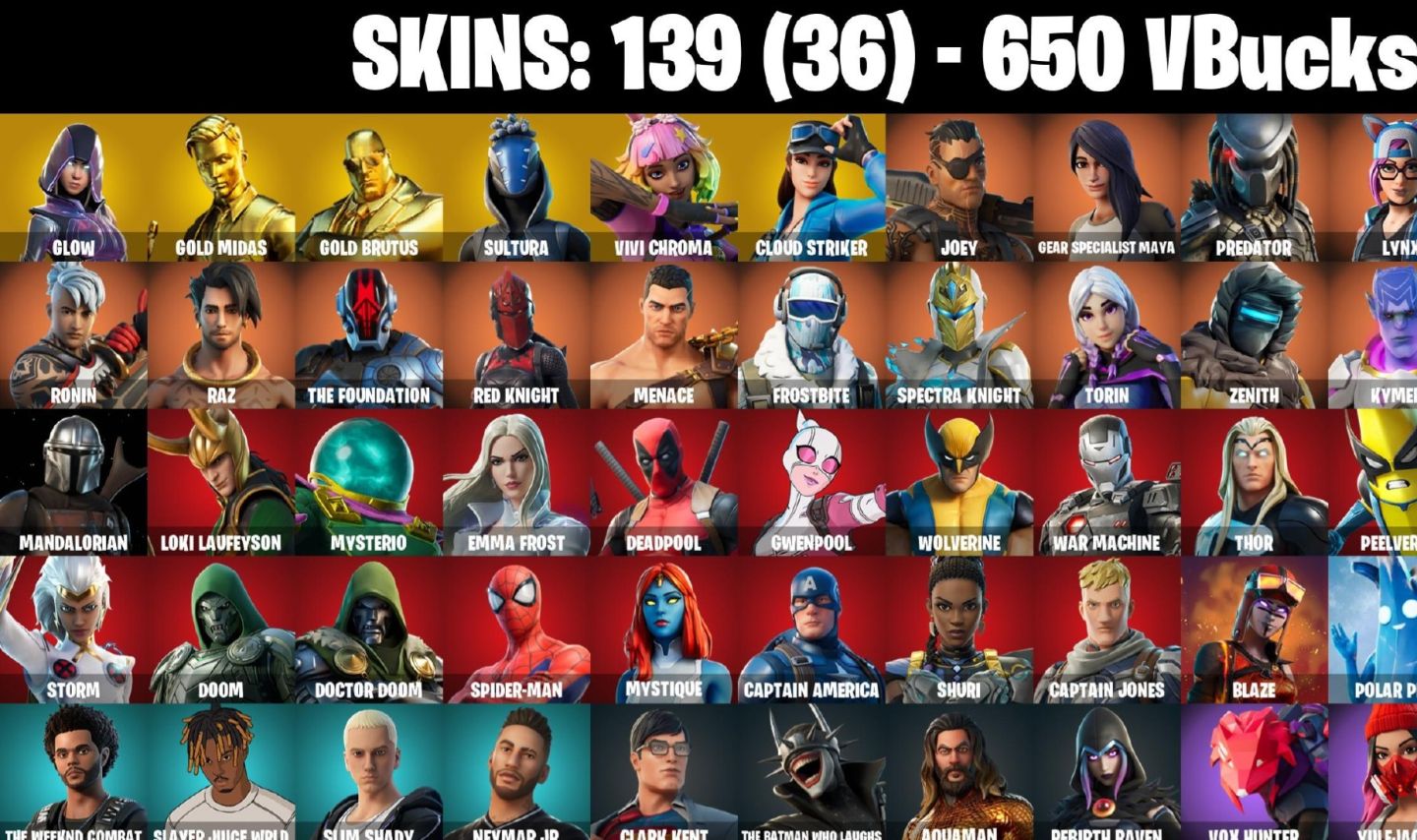 139 skins Glow Gold Midas Gold Brutus Sultura Vivi Chroma Cloud Striker 650 VB