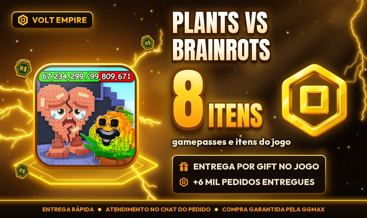 Plants vs Brainrots | Gamepasses e Itens por Gift | Entrega Rápida