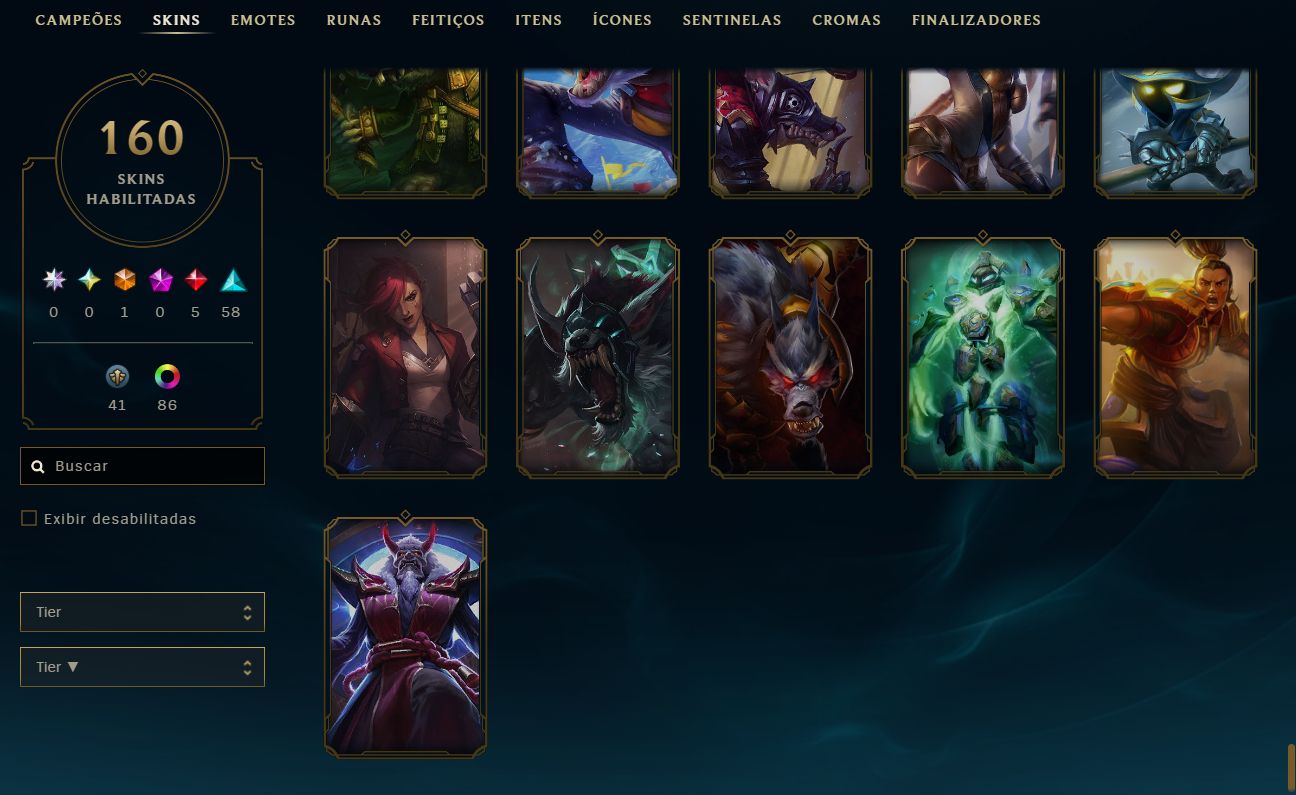 CONTA LOL MESTRE 400PDL+ / LV 302 / 160 SKINS / FULL ACESSO DADOS / TODOS CHAMPS