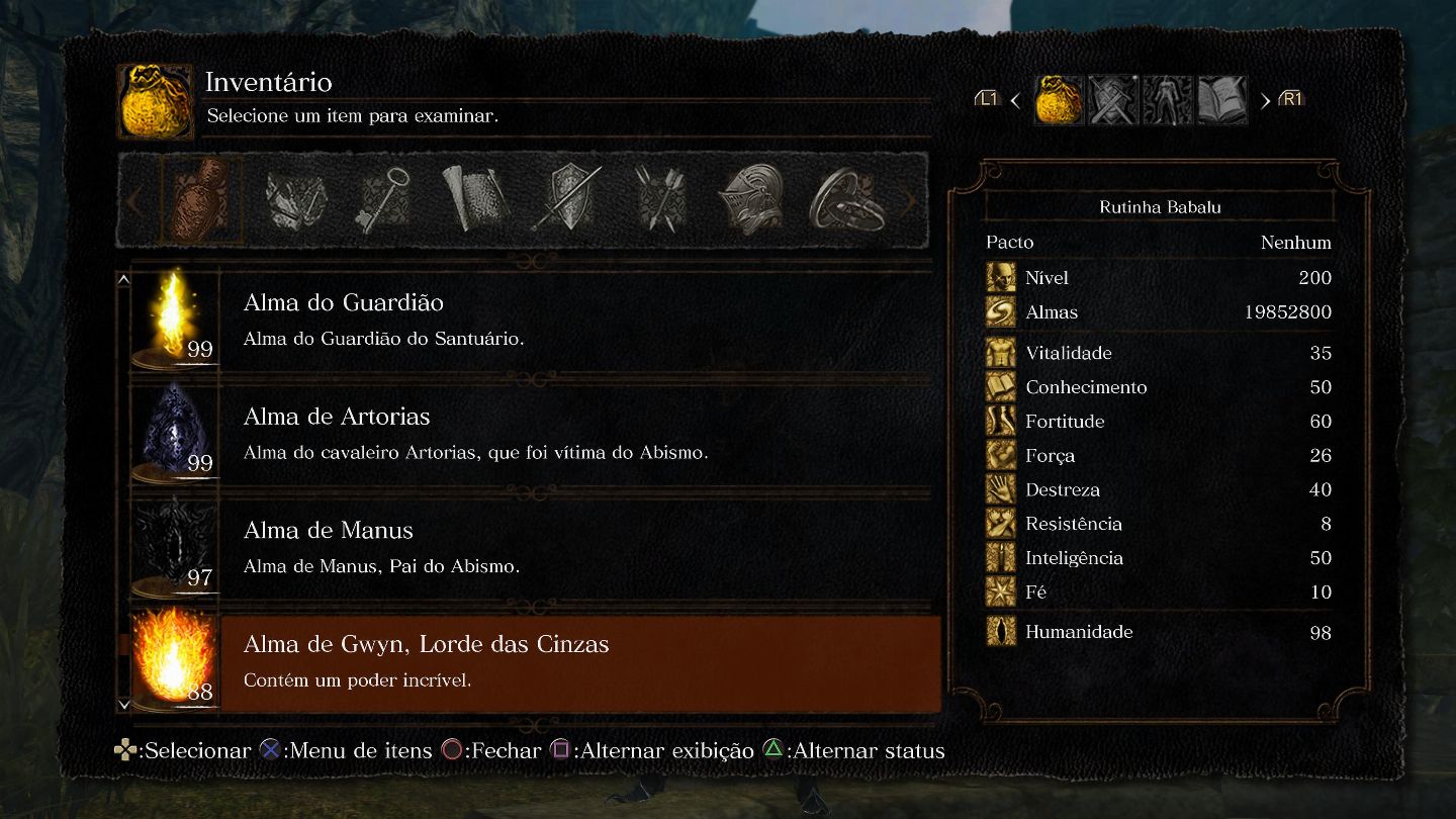 Dark Souls Remasted - Almas comuns e de CHEFES, Titanitas e todos itens do jogo