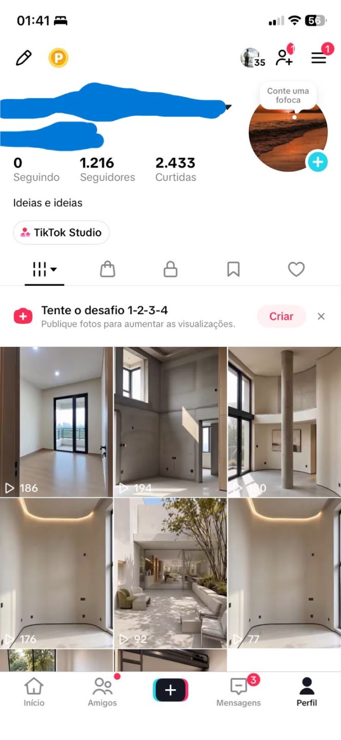 CONTA TIKTOK 1,2K SEGUIDORES, SHOP APROVADO | NICHO DEUS | SEM DOC