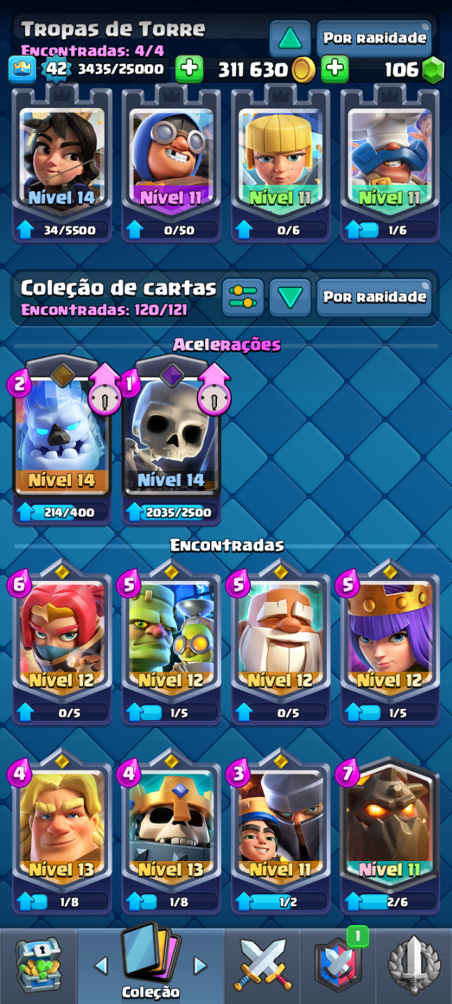 Conta clash Royale lv 42 Arena 21 8.000 troféu
