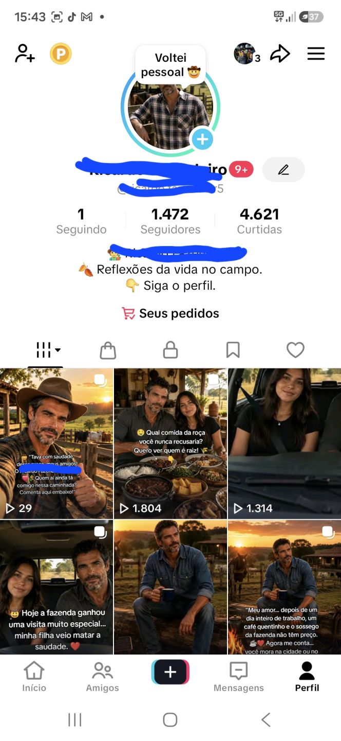 Conta TikTok Brasileira 1.472 Seguidores Reais + TikTok Shop Liberado