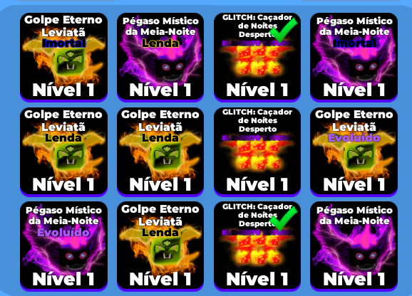 Pets Raros Ninja Legends (Imortais, Lenda e Evoluídos)